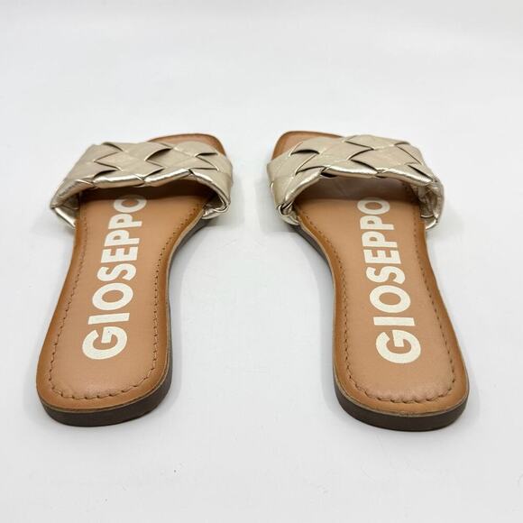 GIOSEPPO Woven Champagne Leather Mule Sandals - Picture 4 of 7